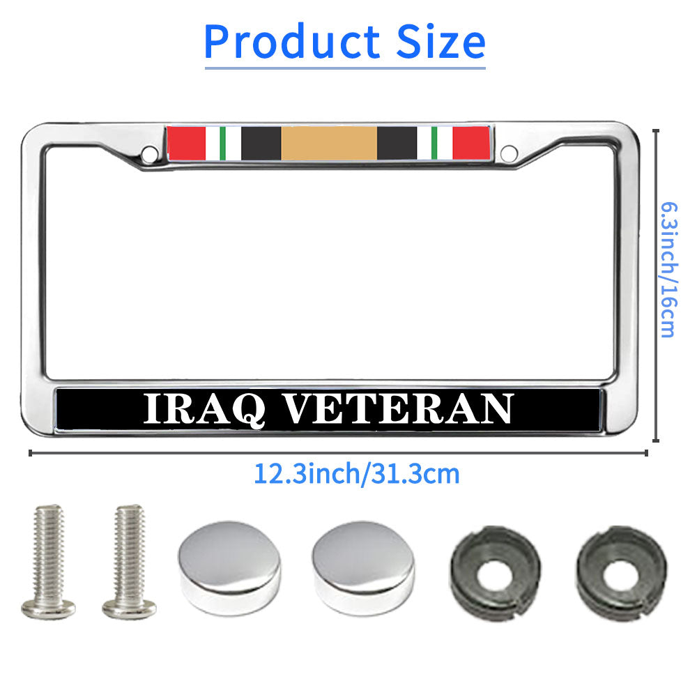 Iraq Veteran Flag License Plate Frame Slim US Army Veteran Stylish License Plate Frame US Veteran Blessing License Plate Frame for Veterans