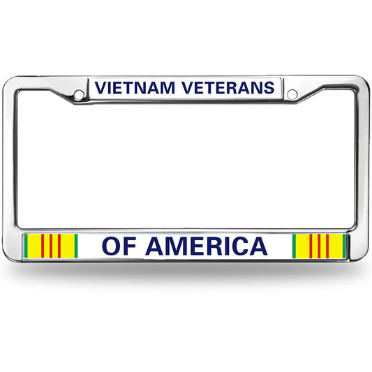 VIETNAM VETERANS OF AMERICA License Plate Frame chrome 2 holes,US ARMY VIETNAM VETERAN Car License Plate Frame Holder with Screws Caps Sets