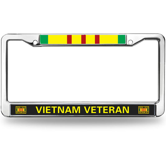 US ARMY VIETNAM VETERAN 2 Holes Black License Plate Frame,US ARMY VIETNAM VETERAN Auto Car License Plate Frame Tag For US Canada Vehicles