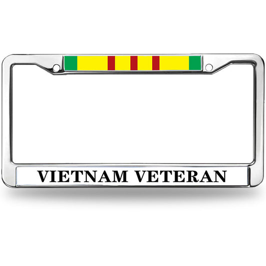 US ARMY VIETNAM VETERAN Slim Design Car Licence Plate Covers ,VIETNAM VETERAN US ARMY Stainless Steel Black License Plate Frame for Standard Size US Car