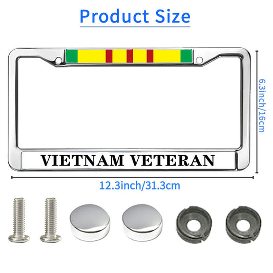 US ARMY VIETNAM VETERAN Slim Design Car Licence Plate Covers ,VIETNAM VETERAN US ARMY Stainless Steel Black License Plate Frame for Standard Size US Car