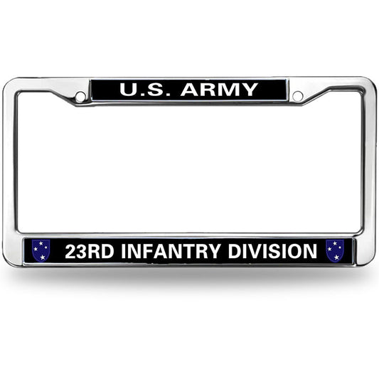 US ARMY 23RD INFANTRY DIVISION License Plate Frame Holder,VETERAN US ARMY Stainless Steel Car Licence Plate Covers for Standard Size US Car