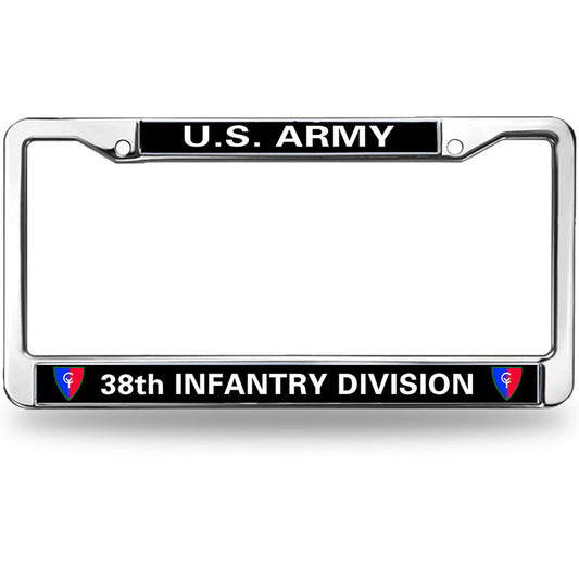 US ARMY 38TH INFANTRY DIVISION High Quality License Plate Frame ,VETERAN US ARMY Aluminum Slim License Plate Frames Chrome For US Canada Vehicles