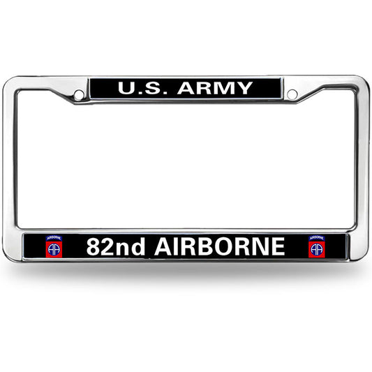 US ARMY 82nd AIRBORNE Durable License Plate Frame,VETERAN US ARMY Customazible Script Metal License Plate Frame for US Standard Car License