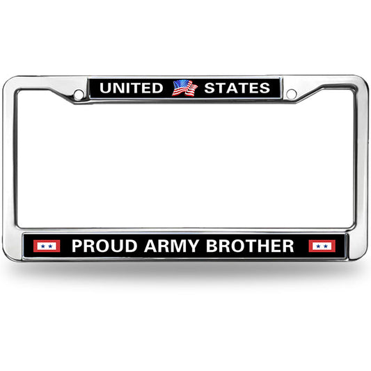 UNITED STATES ARMY BROTHER License Plate Frame chrome 2 holes,PROUD US ARMY Custom Frame Metal License Plate Frame To Fit Any Standard US cars