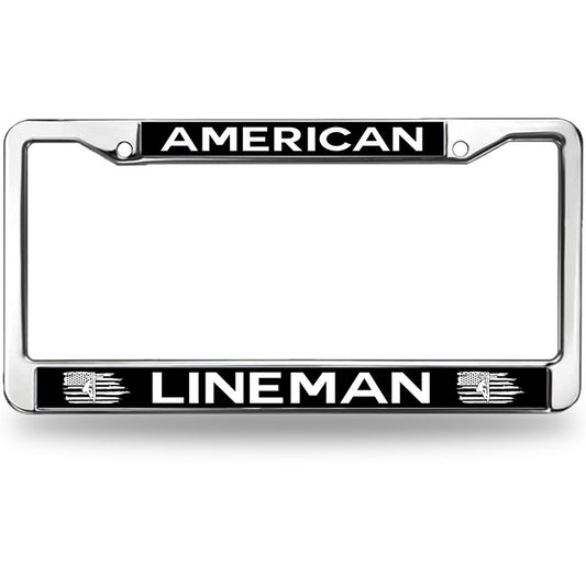 American Lineman License Plate Frame for Religious People USA Flag Pride License Plate Frame Stainless Steel US Army Blessing Easy Installation License Plate Frame with Mounting Hardware Kit