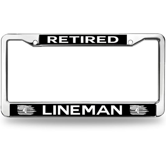 Retired Lineman Pride License Plate Frame for Thanksgiving US Lineman Spirit License Plate Frame Inspirational US Army Superhero Weather-proof License Plate Frame with Mounting Kit