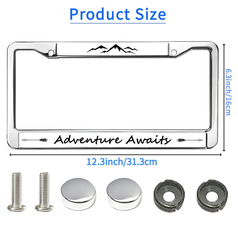 Mount Adventure Spirit License Plate Frame for veterans Adventure Awaits License Plate Frame Slim Christian Adventure Scratch-Resistant License Plate Frame with Chrome Mounting Set