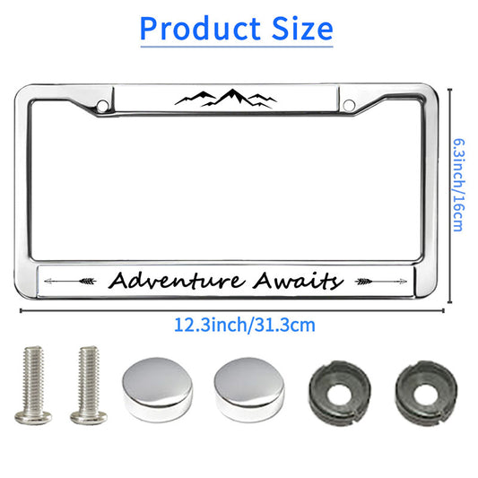 Mount Adventure Spirit License Plate Frame for veterans Adventure Awaits License Plate Frame Slim Christian Adventure Scratch-Resistant License Plate Frame with Chrome Mounting Set