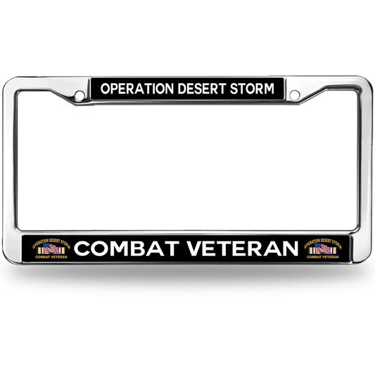 US Army Combat Veteran License Plate Frame for Patriotic People Veteran Army Lover License Plate Frame Custom US Army US Flag Easy Installation License Plate Frame with Mounting Kit
