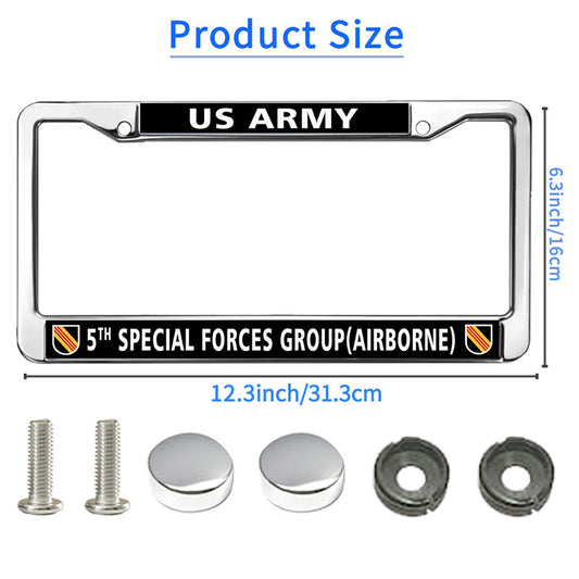 5th Special Force Group License Plate Frame for veterans US Army Spirit License Plate Frame Stainless Steel US Veteran Gift Fade-resistant License Plate Frame with Mounting Gift Kit