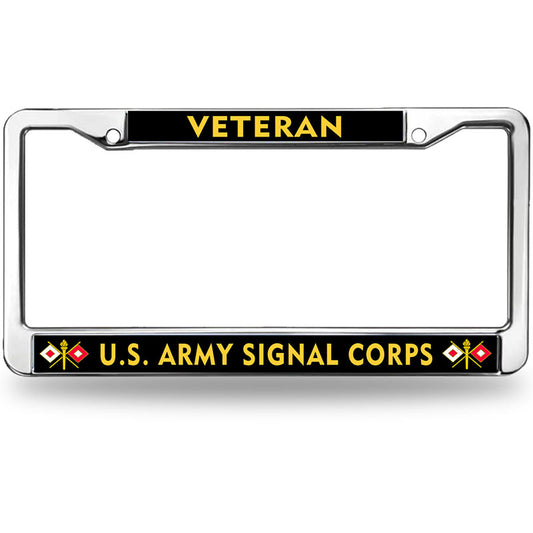 US Army Signal Pride License Plate Frame for Father’s Day Signal Corps Army License Plate Frame Inspirational Proud US Army Veteran Rattle-Proof License Plate Frame with Mounting Hardware Kit
