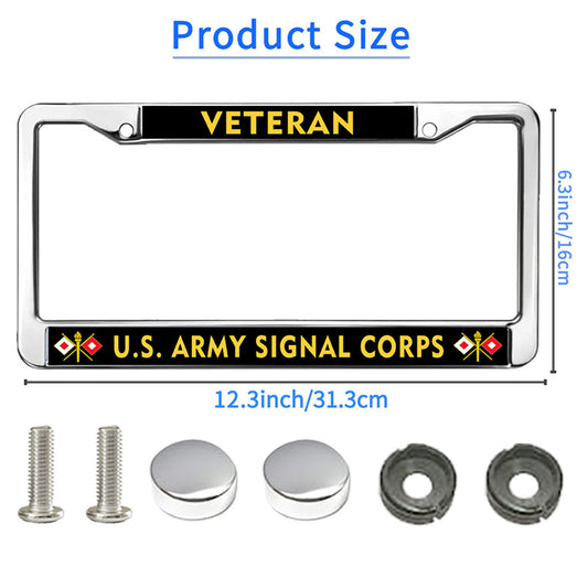 US Army Signal Pride License Plate Frame for Father’s Day Signal Corps Army License Plate Frame Inspirational Proud US Army Veteran Rattle-Proof License Plate Frame with Mounting Hardware Kit