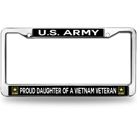 Vietnam Veteran Daughter Pride License Plate Frame for Christian People US Veteran Blessing License Plate Frame Slim US Veteran Gift Durable License Plate Frame with Mounting Kit