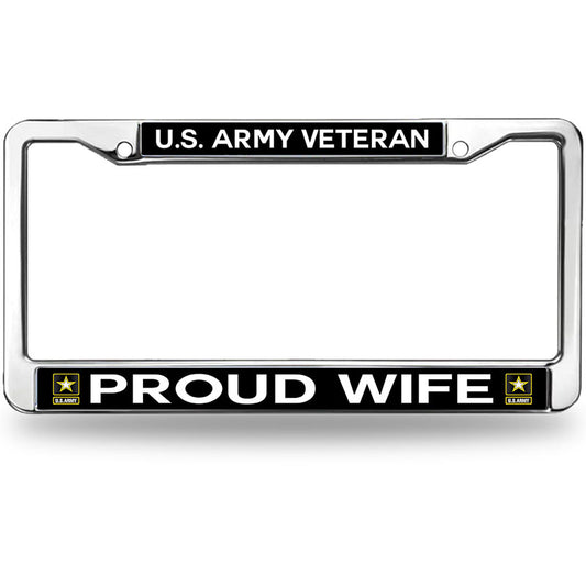 Proud Veteran Army Wife License Plate Frame for Car Lovers Retired Army Pride License Plate Frame American Flag Veteran Easy Installation License Plate Frame