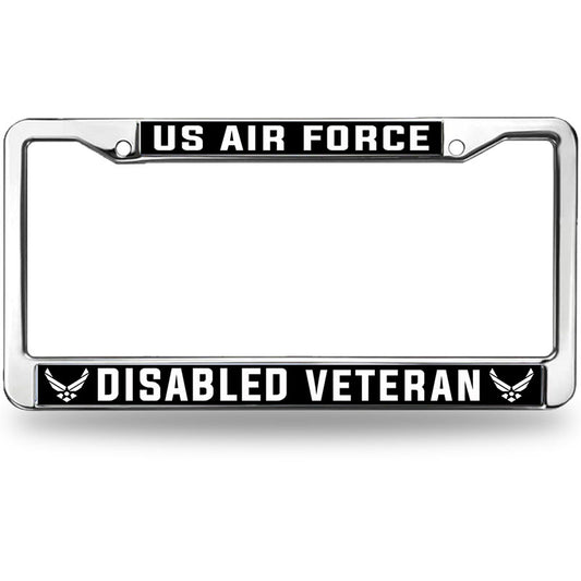 US Airforce Pride License Plate Frame for Birthday Gift Disabled Army Spirit License Plate Frame Military US Military Veteran License Plate Frame with Chrome Screw Caps