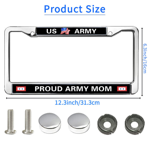 US Army Mom License Plate Frame Chrome Proud Army Mom Slim Design License Plate Frame US Army Pride License Plate Frame for Patriotic Man Woman