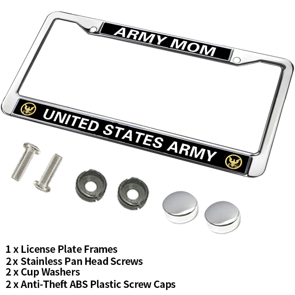 Army Mom Pride License Plate Frame Metal US Army Mom Support Stylish License Plate Frame US Army Heroism License Plate Frame for Veterans