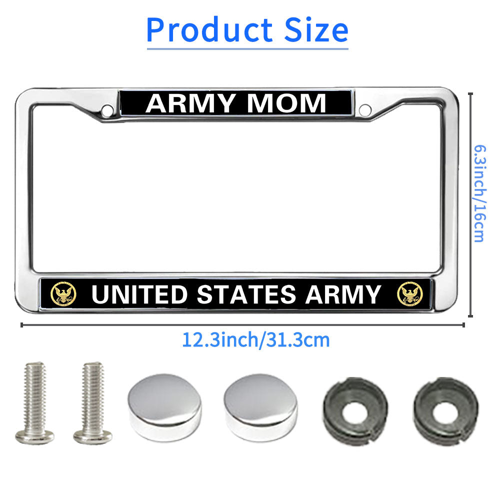 Army Mom Pride License Plate Frame Metal US Army Mom Support Stylish License Plate Frame US Army Heroism License Plate Frame for Veterans