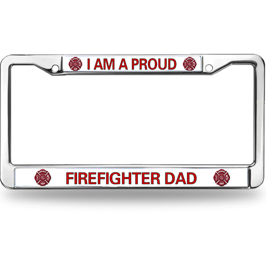 Proud Firefighter Dad License Plate Frame Military Fire Rescue Support Fade-resistant License Plate Frame Firefighter Superhero License Plate Frame Gifts for Firefighter