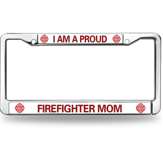 Proud Firefighter Mom License Plate Frame Slim Firefighter Pride Rust-Proof License Plate Frame Firefighter Blessing License Plate Frame for Firefighter
