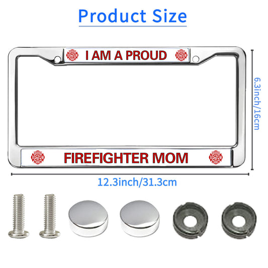 Proud Firefighter Mom License Plate Frame Slim Firefighter Pride Rust-Proof License Plate Frame Firefighter Blessing License Plate Frame for Firefighter