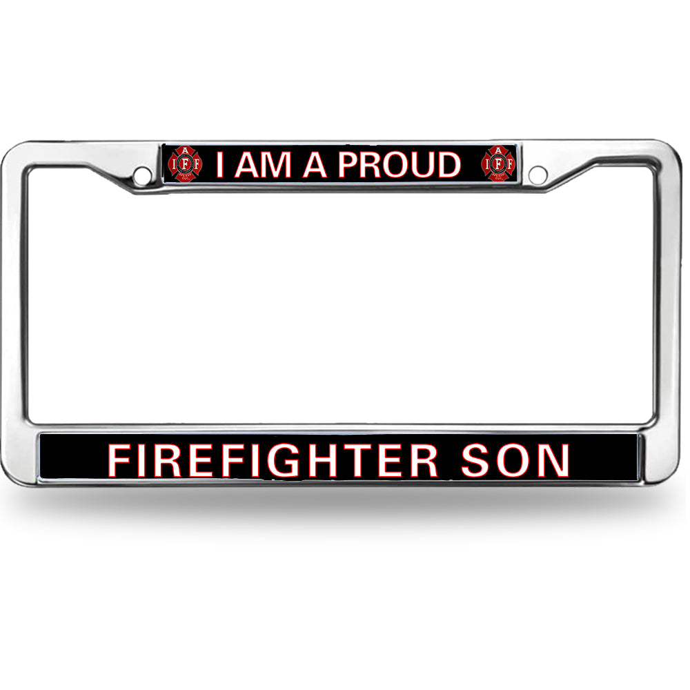 Proud Firefighter Son License Plate Frame Firefighter Superhero Durable License Plate Frame Firefighter Gifts for Men License Plate Frame Gifts for Firefighter
