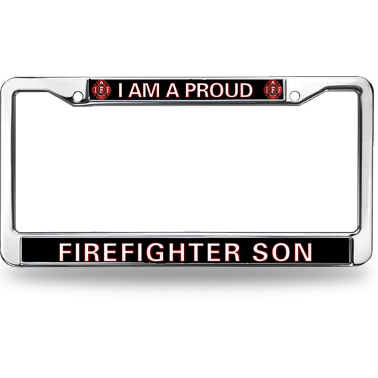 Proud Firefighter Son License Plate Frame Firefighter Superhero Durable License Plate Frame Firefighter Gifts for Men License Plate Frame Gifts for Firefighter