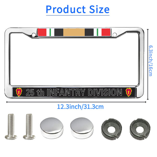 Vietnam Vet Pride License Plate Frame Chrome Army 25th Infantry Division Weather-proof License Plate Frame Veteran US Army License Plate Frame for Veterans